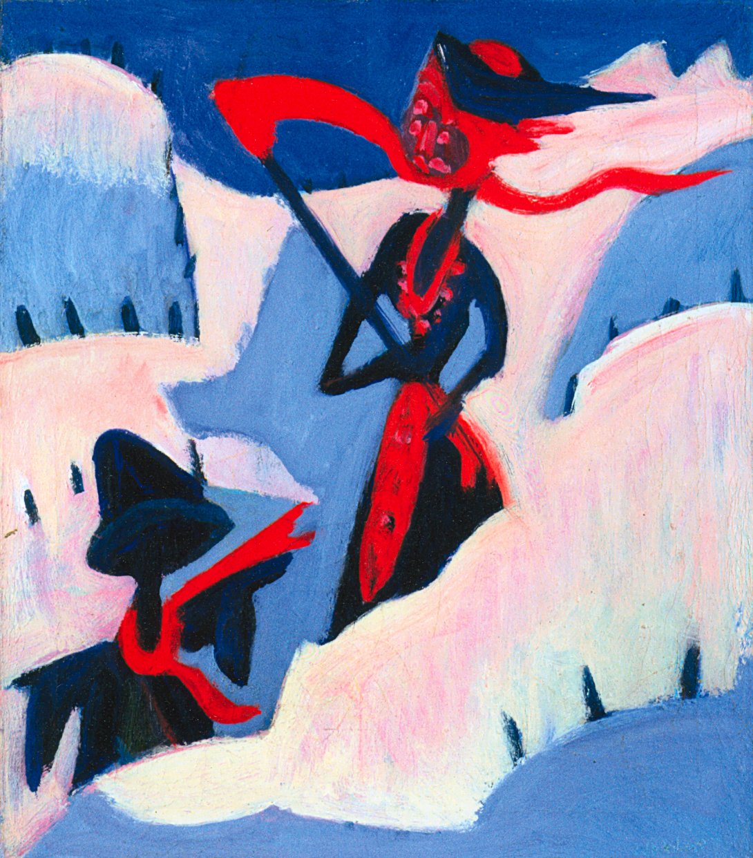 Hexe und Vogelscheuche im Schnee av Ernst Ludwig Kirchner