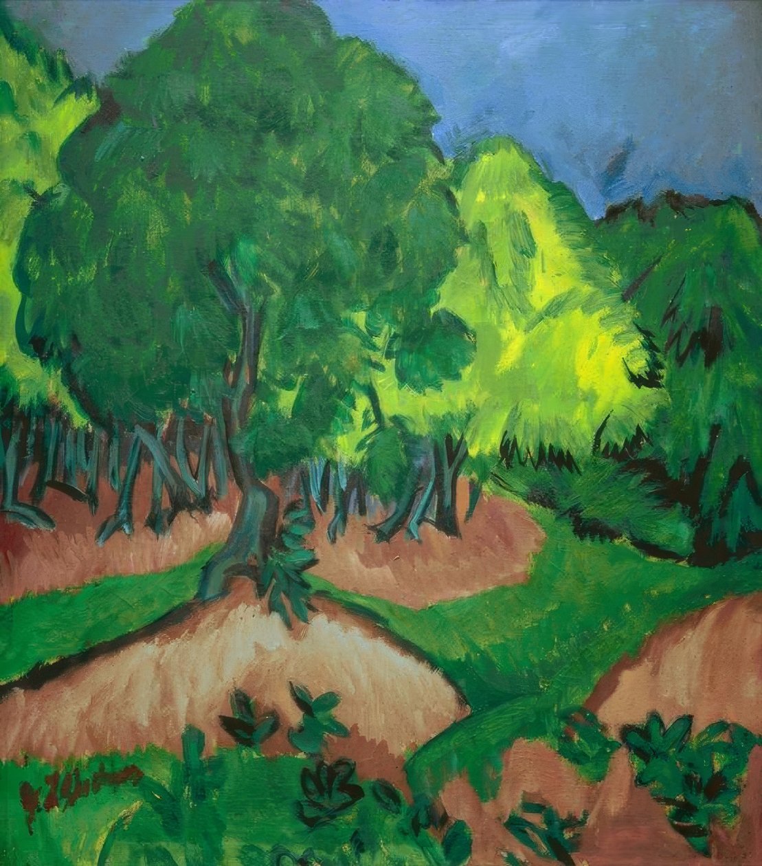 Landskap med kastanjeträd av Ernst Ludwig Kirchner