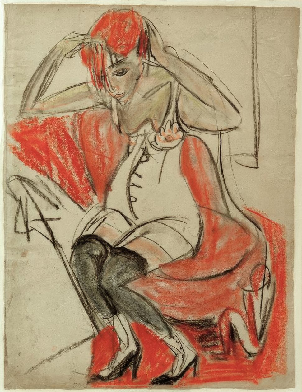 Flicka på violett fåtölj av Ernst Ludwig Kirchner