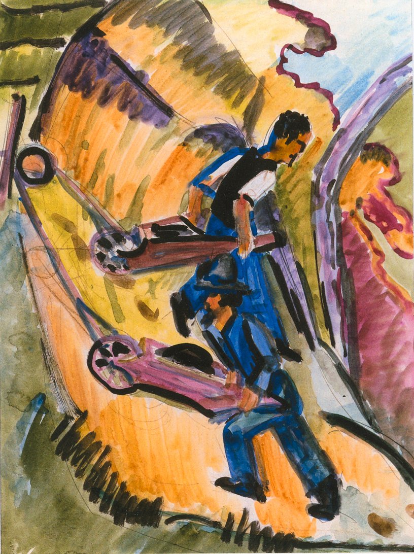 Männer mit Schubkarren  av Ernst Ludwig Kirchner
