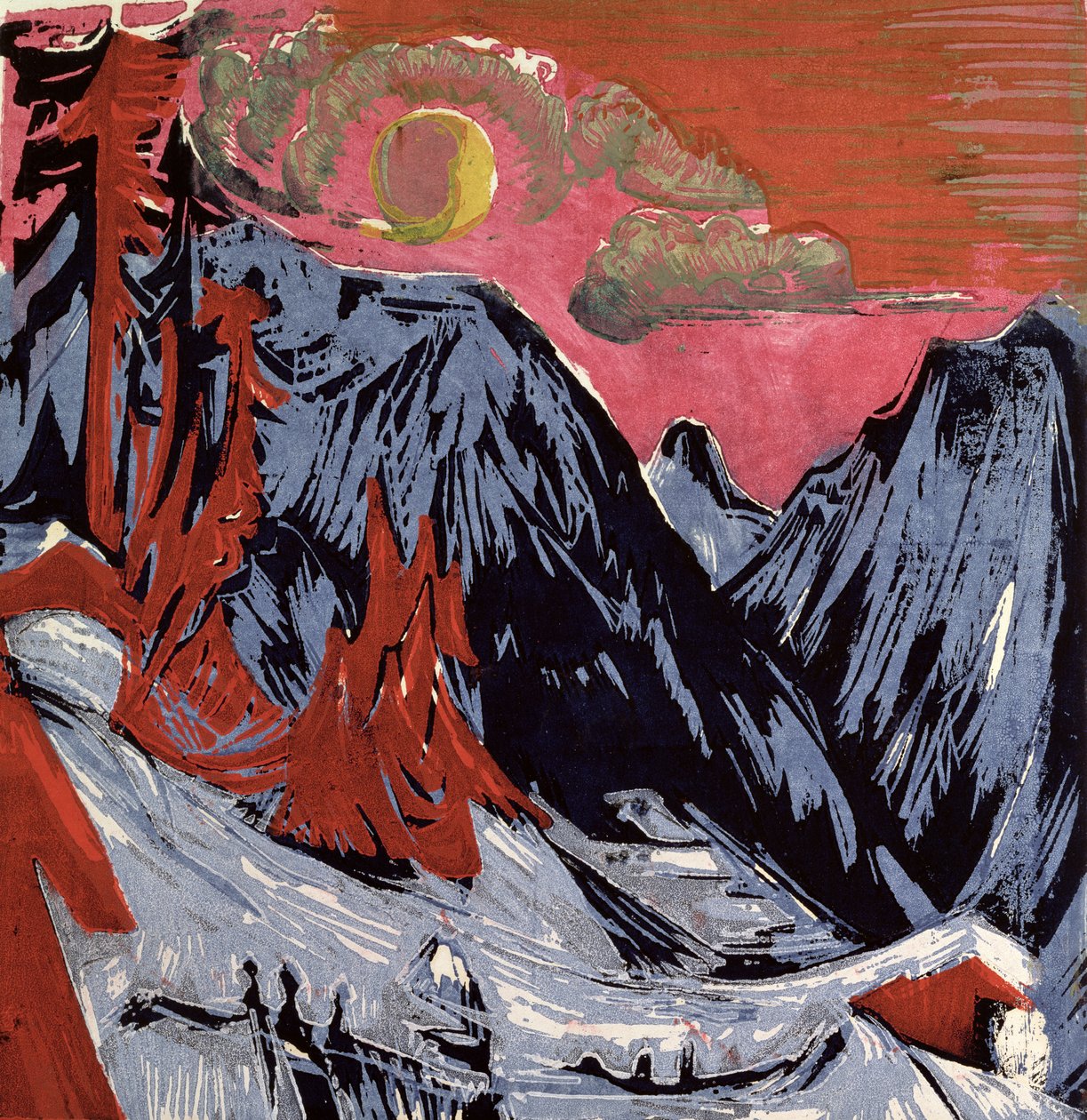 Berg på vintern, 1919 av Ernst Ludwig Kirchner