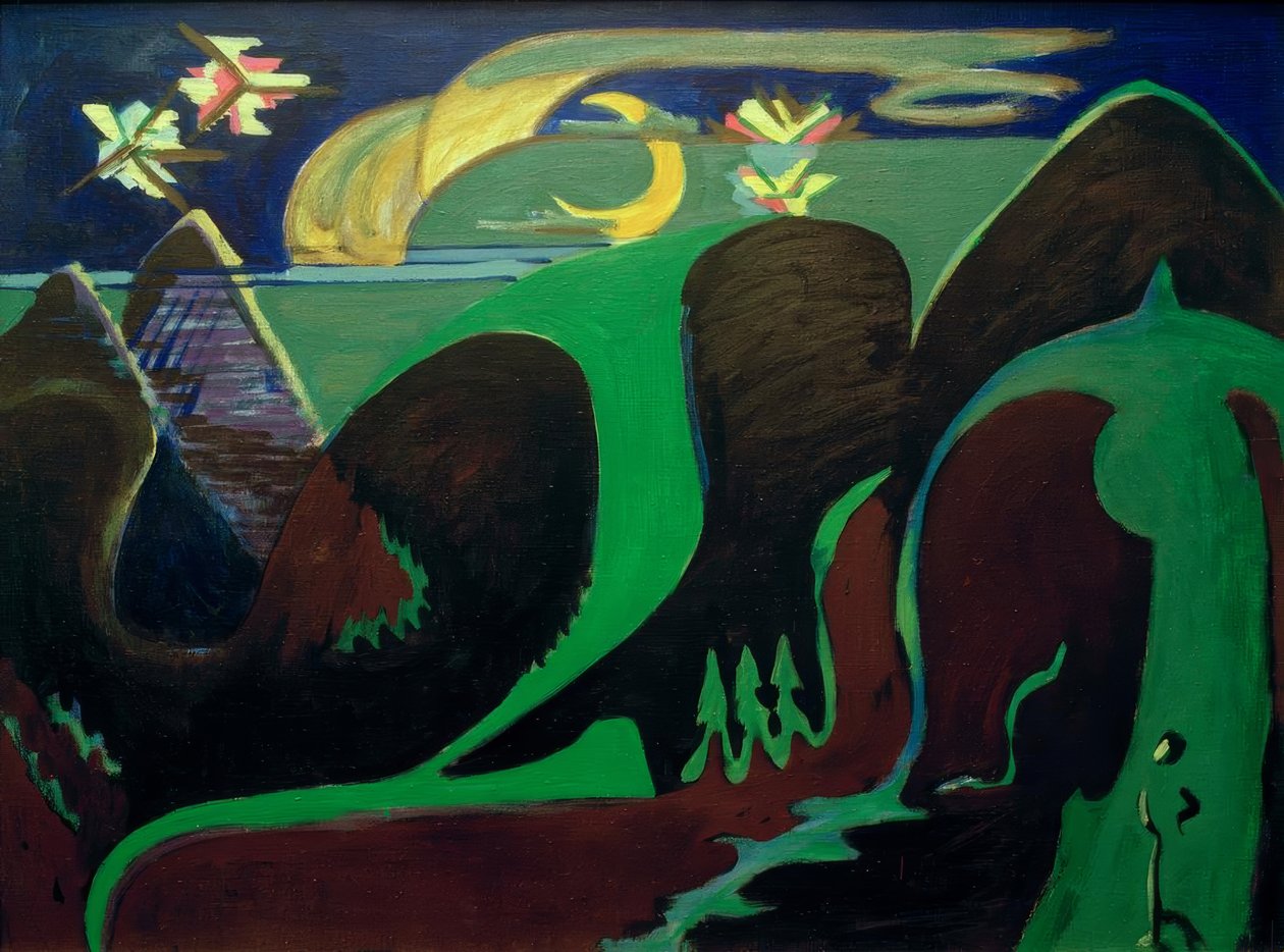 Nattligt fantasilandskap av Ernst Ludwig Kirchner