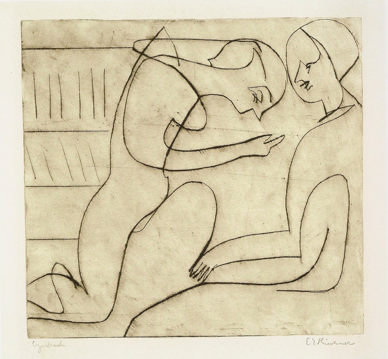 Paar in der Bibliothek av Ernst Ludwig Kirchner