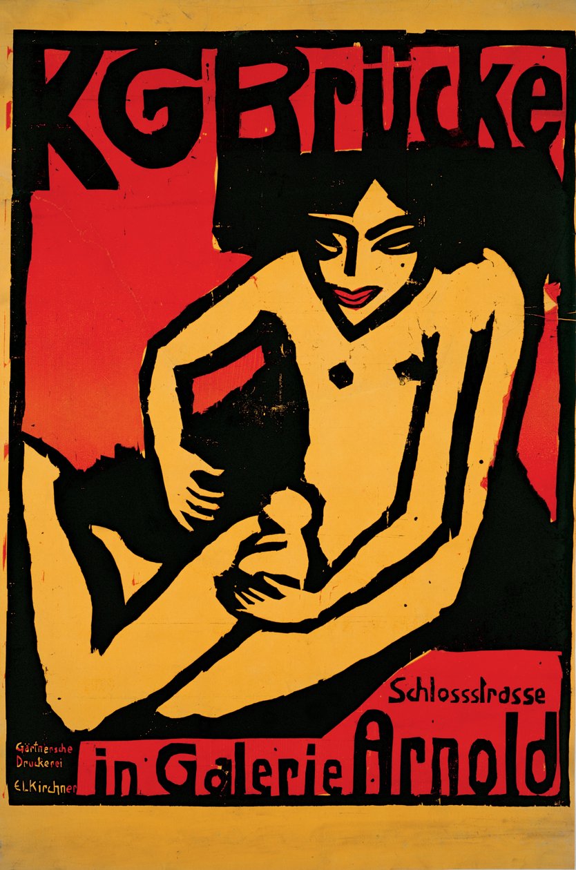 Affisch för utställningen för konstnärsgruppen Die Brücke på Arnold Gallery Dresden av Ernst Ludwig Kirchner