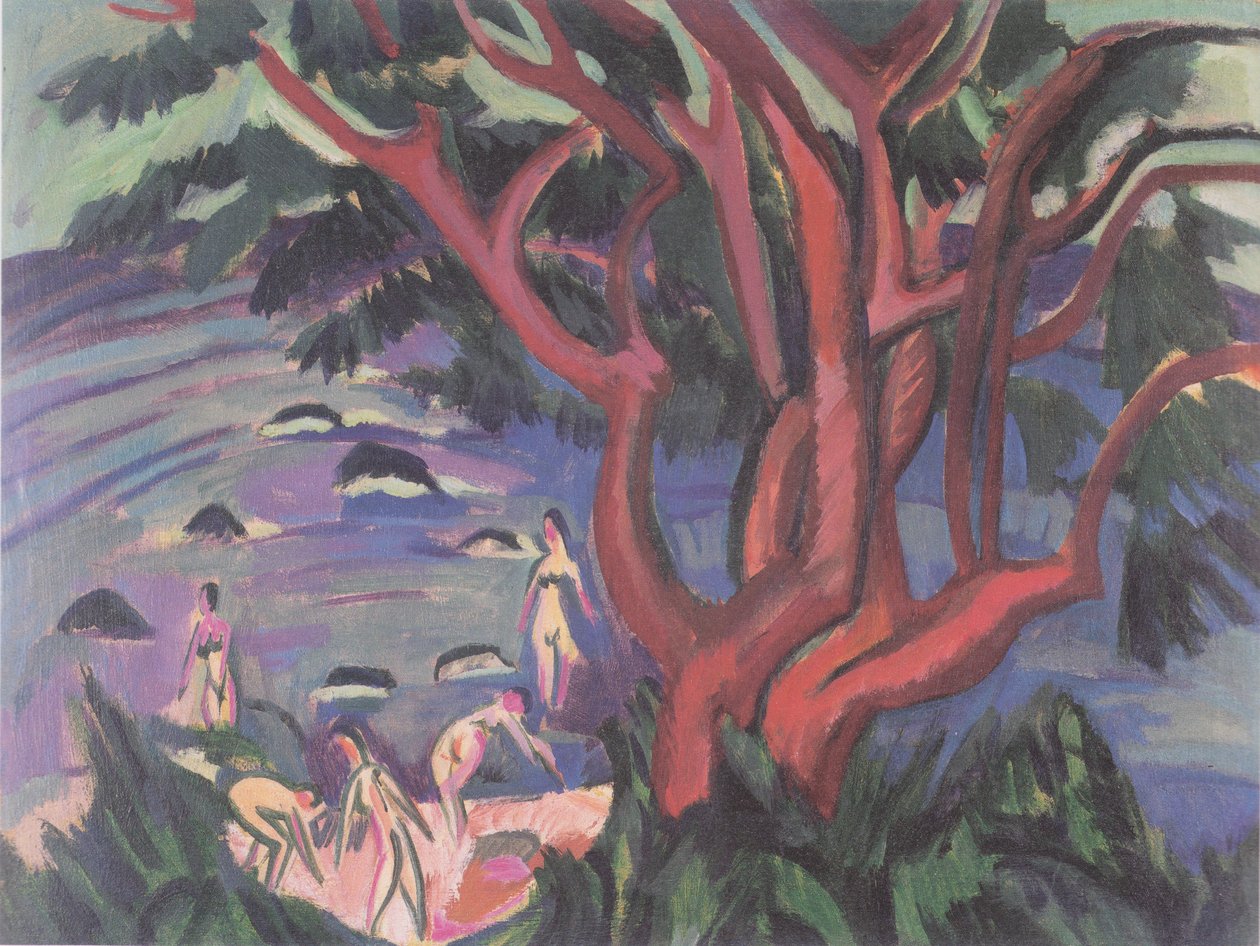 Rött träd på stranden av Ernst Ludwig Kirchner