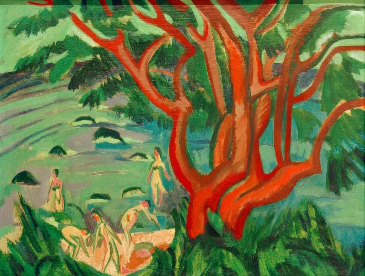 Rött träd på stranden av Ernst Ludwig Kirchner