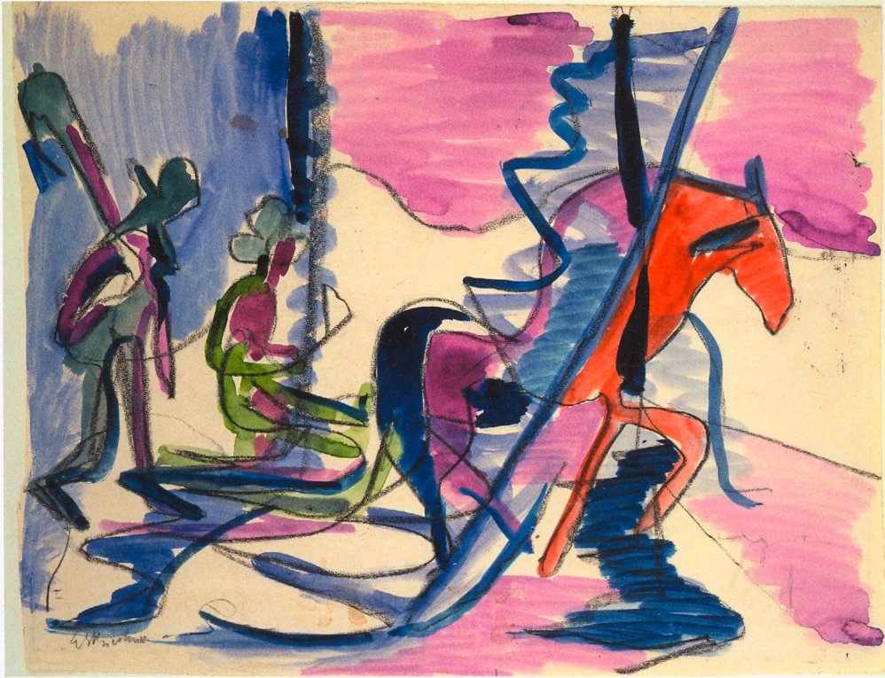 Schlitten im Nebel av Ernst Ludwig Kirchner