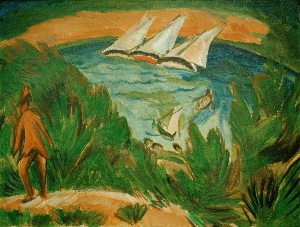 Segelbåtar i en storm av Ernst Ludwig Kirchner