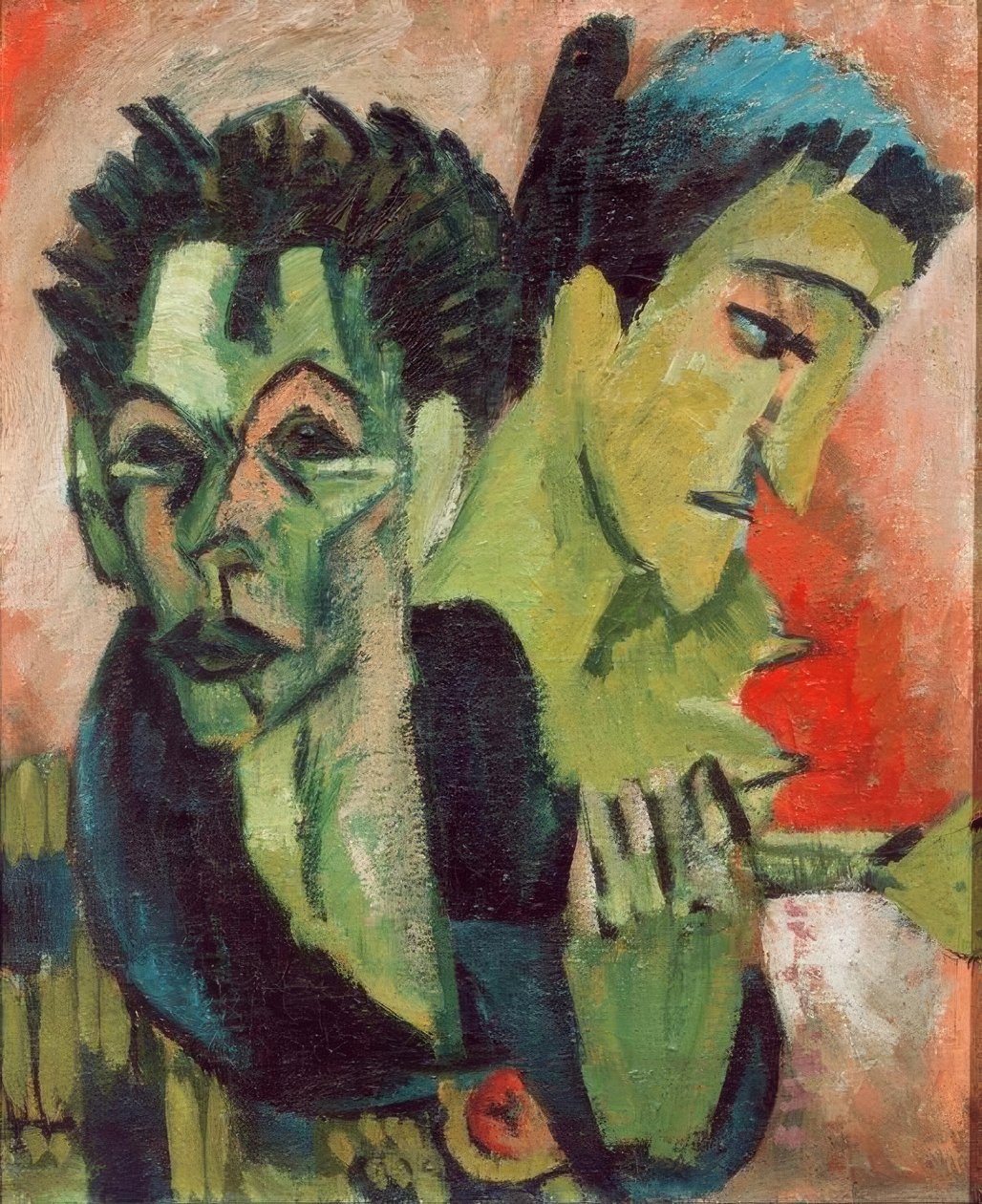 Självporträtt med flicka av Ernst Ludwig Kirchner