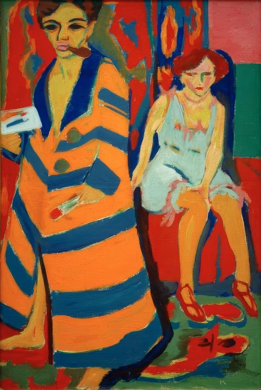 Självporträtt med modell av Ernst Ludwig Kirchner