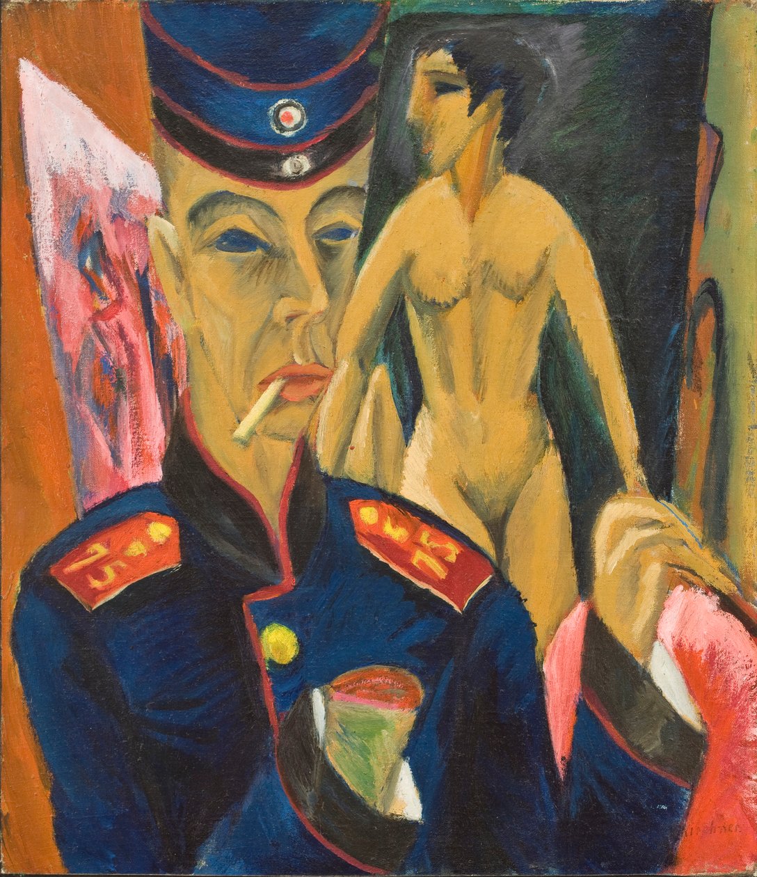 Självporträtt av en soldat, 1915 av Ernst Ludwig Kirchner