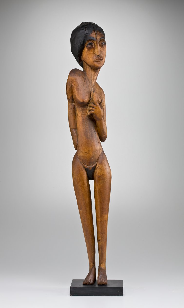 Standing Female Naken, 1919 (oljat och målat lövträ) av Ernst Ludwig Kirchner