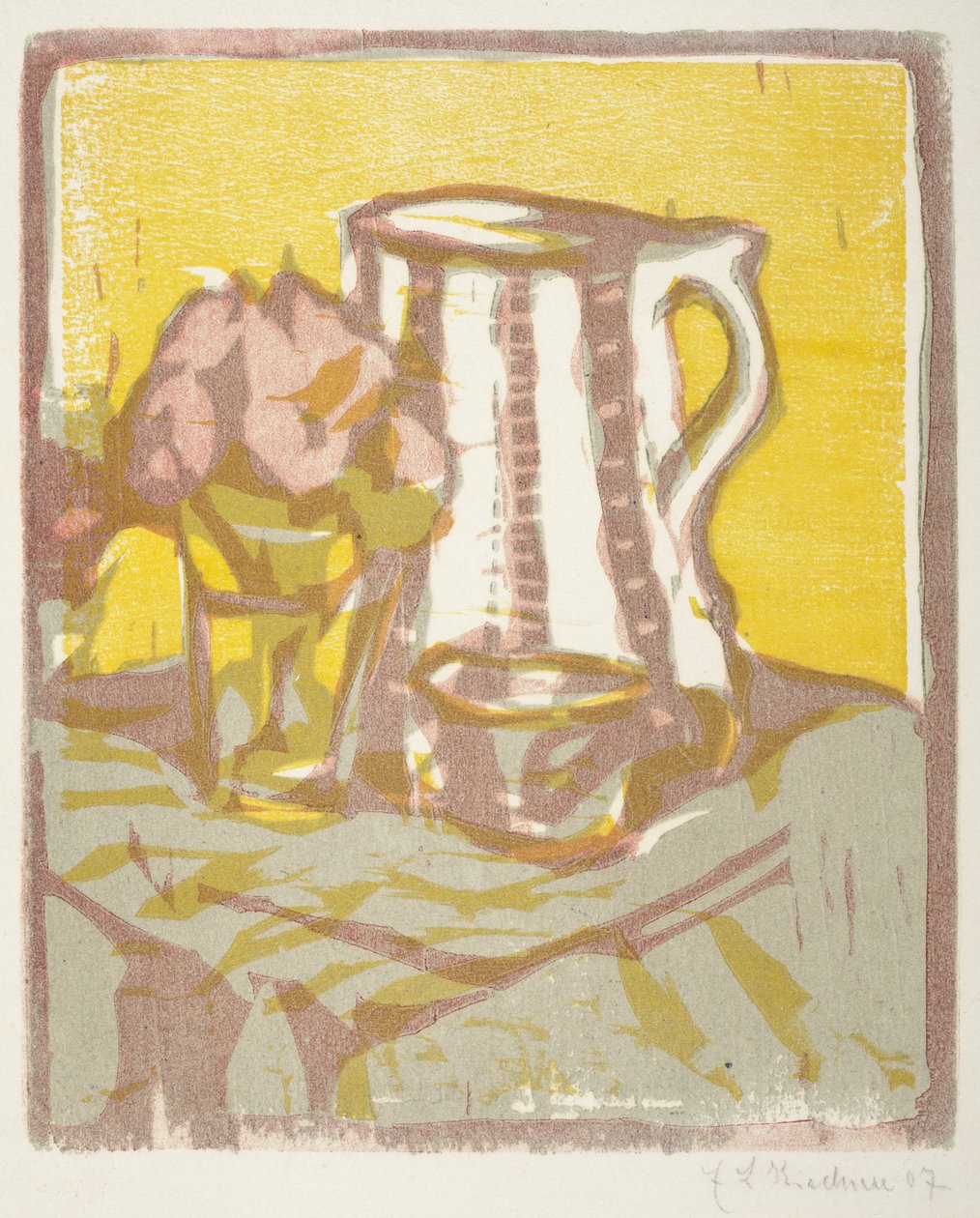 Stilleben med kande og blomster, 1907 swed av Ernst Ludwig Kirchner