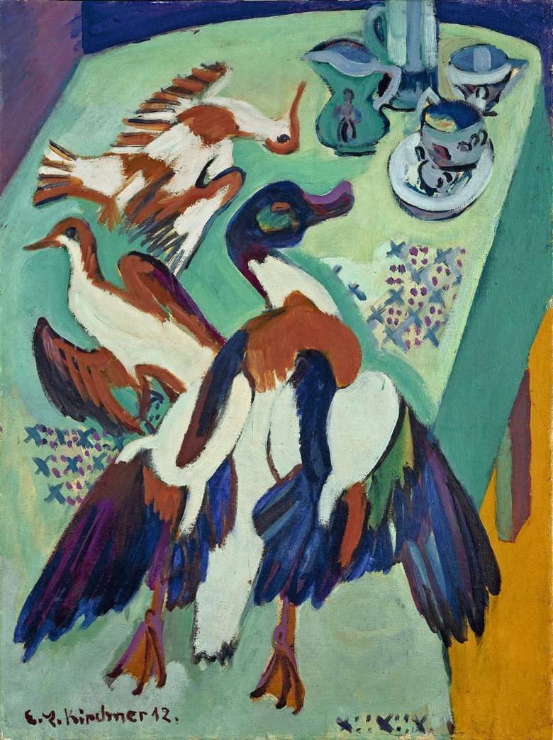 Stilleben mit Ente und Schnepfen av Ernst Ludwig Kirchner