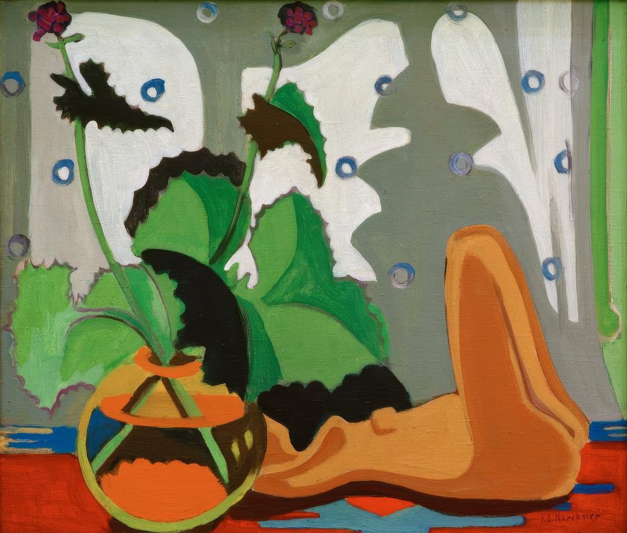 Stilleben med plast framför fönstret av Ernst Ludwig Kirchner