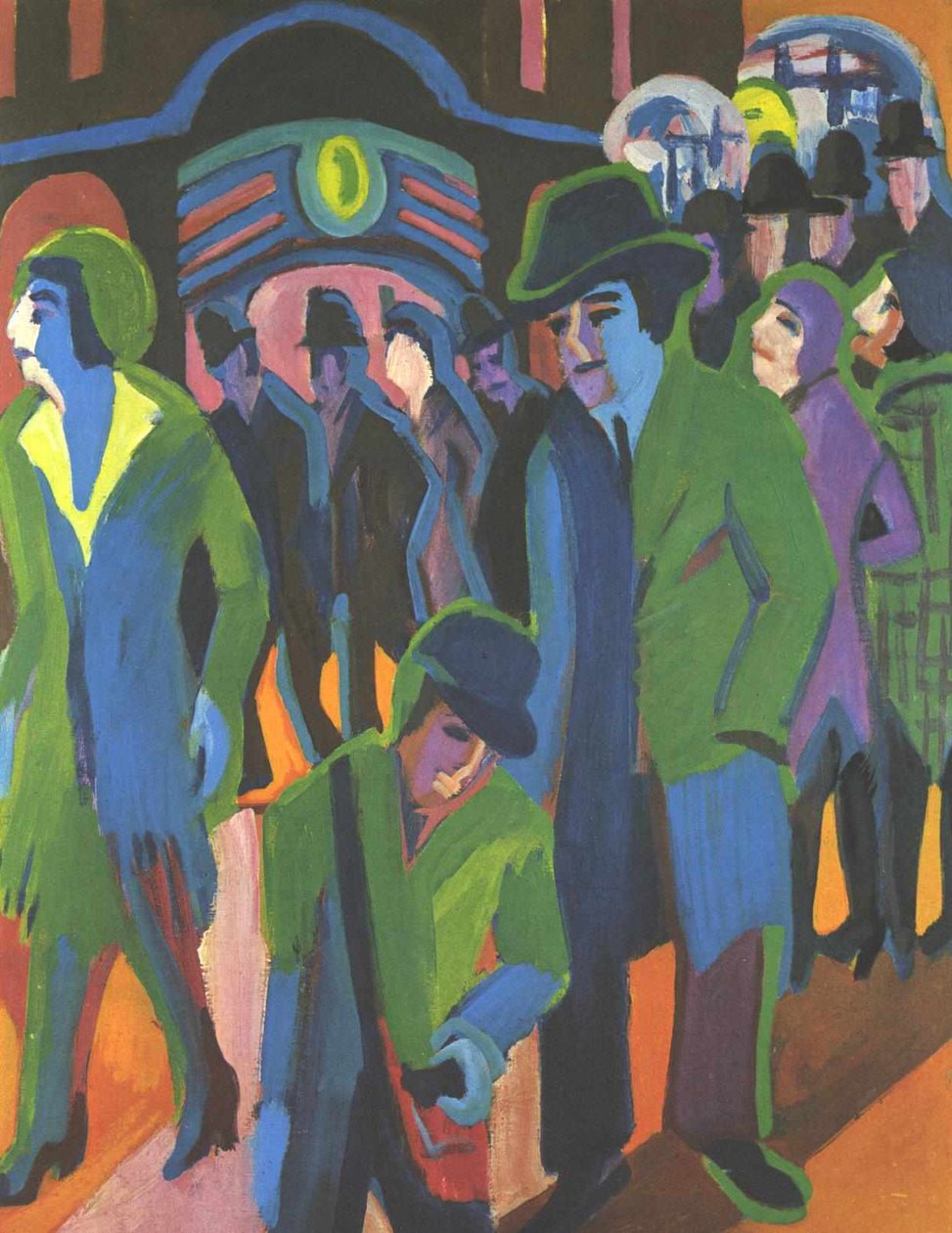 Straße mit Passanten av Ernst Ludwig Kirchner
