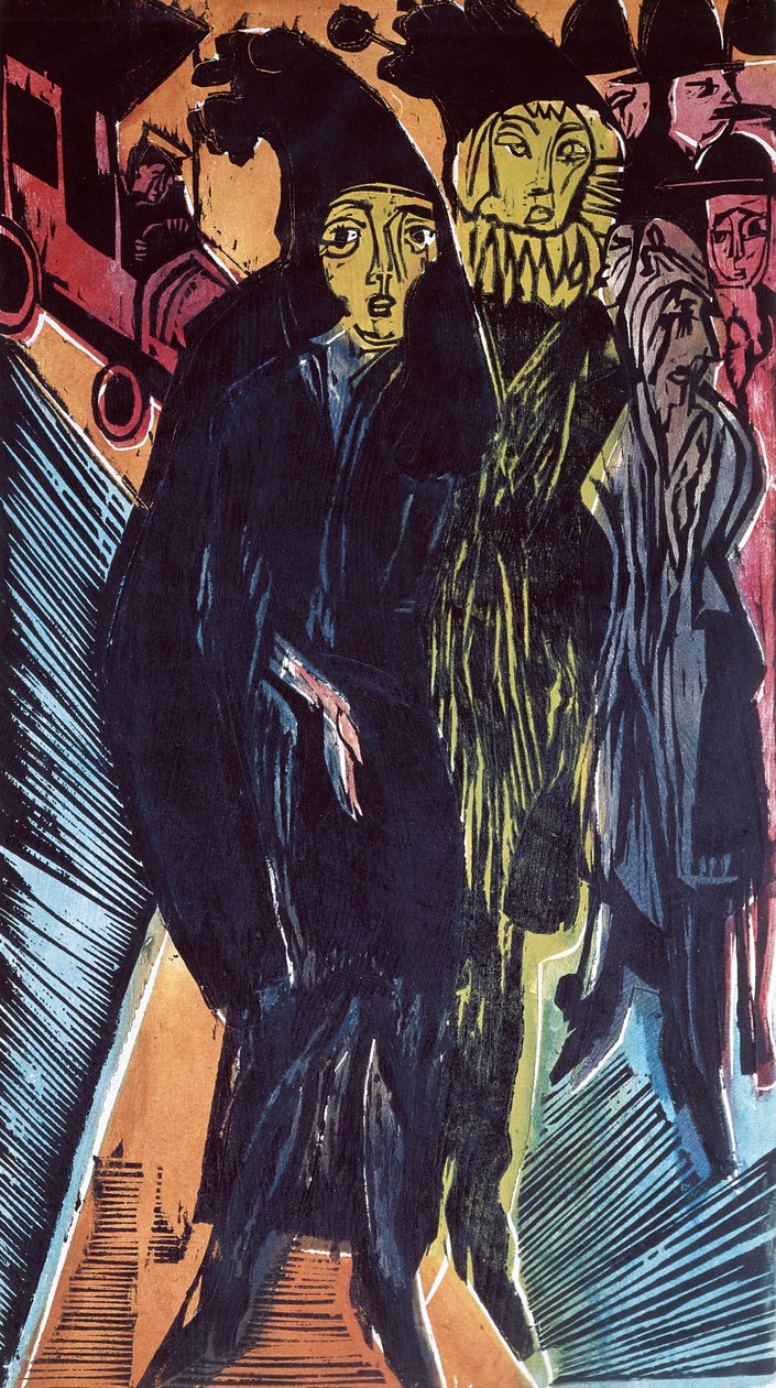 Gatubild (färgad litho) 1922 av Ernst Ludwig Kirchner