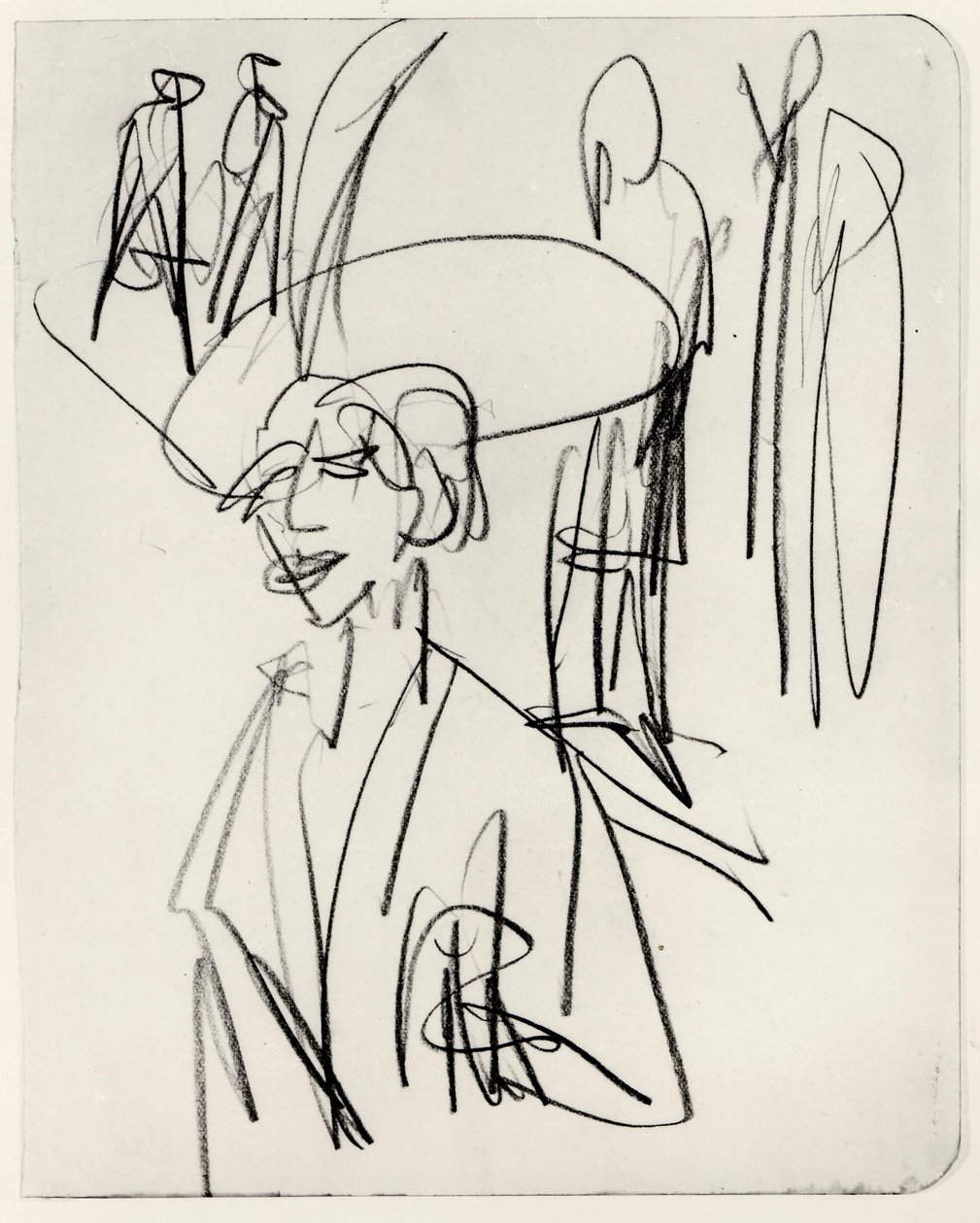 Studie om röda cocotte av Ernst Ludwig Kirchner