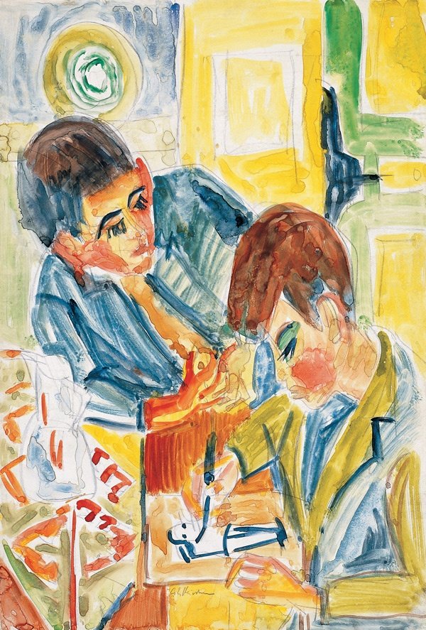 Zeichnende Knaben  av Ernst Ludwig Kirchner