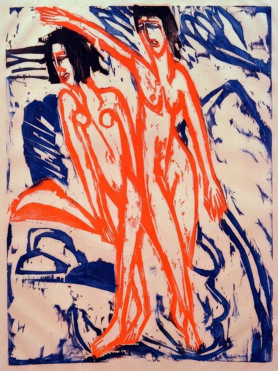 Två badgäster på stranden av Ernst Ludwig Kirchner