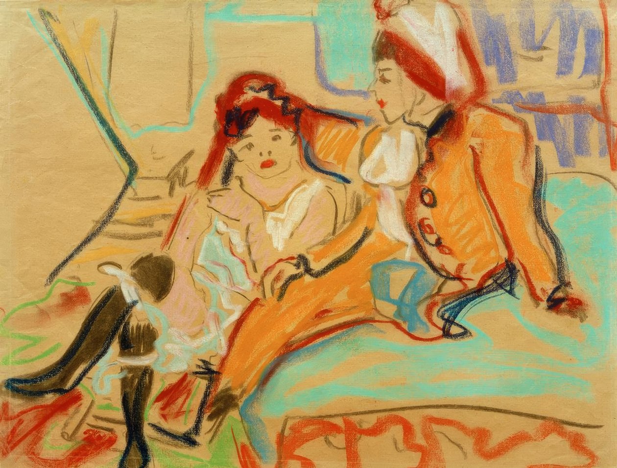 Två flickor på en divan av Ernst Ludwig Kirchner