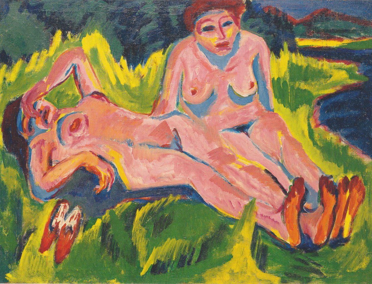 Zwei rosa Akte am See  av Ernst Ludwig Kirchner