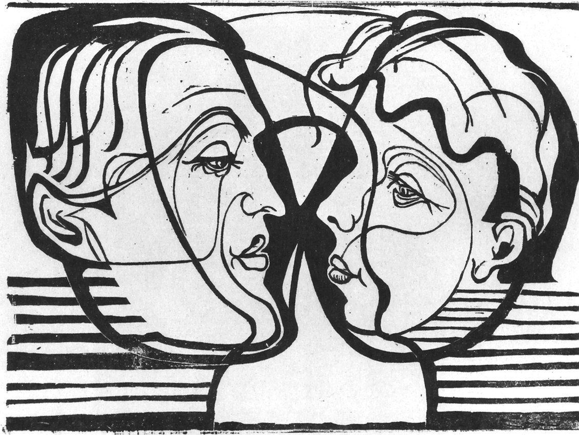 Zwei sich anblickende Köpfe  av Ernst Ludwig Kirchner