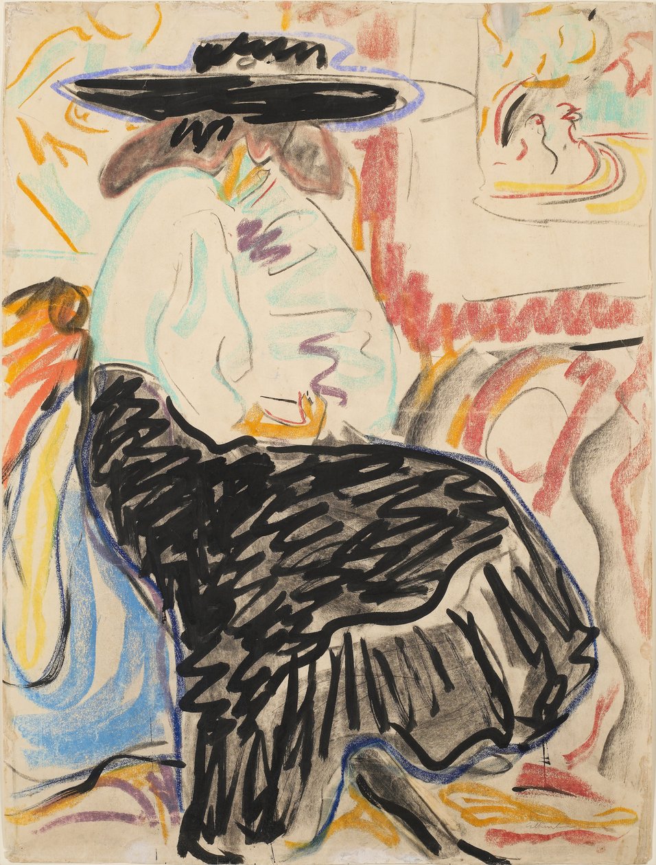 Sittande kvinna i studion av Ernst Ludwig Kirchner