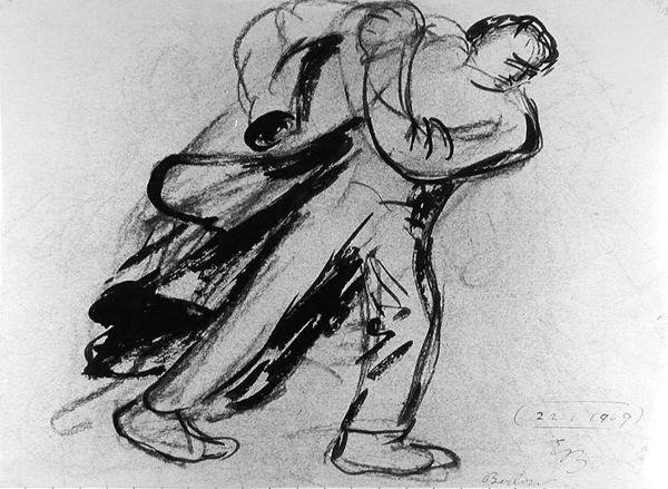 Man tar på sig kappan av Ernst Barlach