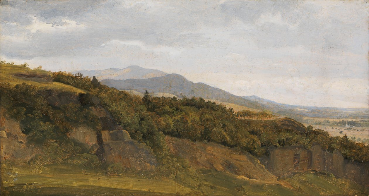 Tyskt landskap med utsikt mot en bred dal, ca. 1829-30. av Ernst Christian Frederik Petzholdt