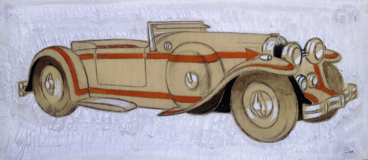 En illustration som visar en Delage från 1924 med kaross av Letourneur et Marchand av Ernst Deutsch Dryden