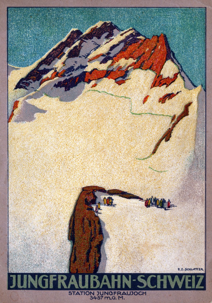 Jungfraujoch (illustration, cirka 1920-1930) av Ernst Emil Schlatter