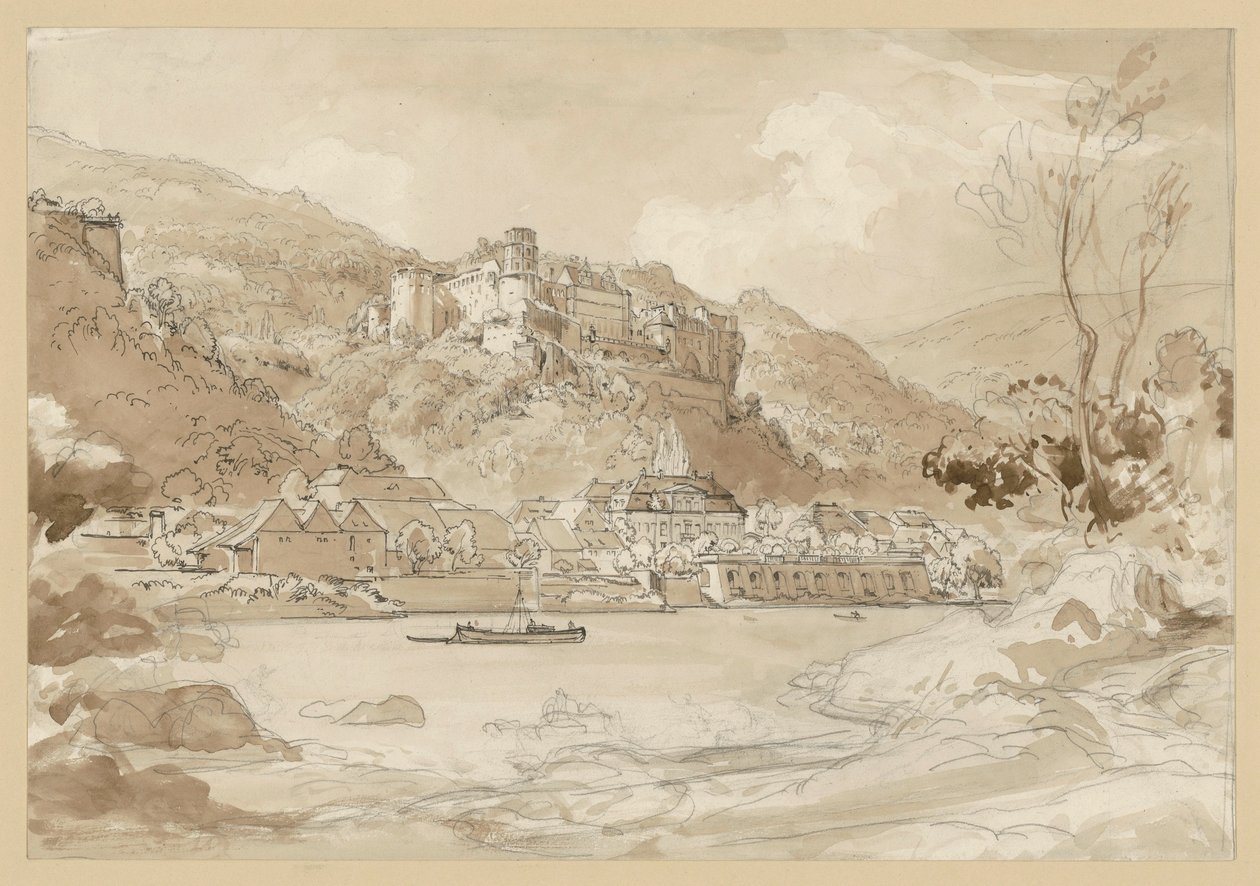 Utsikt över Heidelbergs slott och nedre stadsdel av Ernst Fries