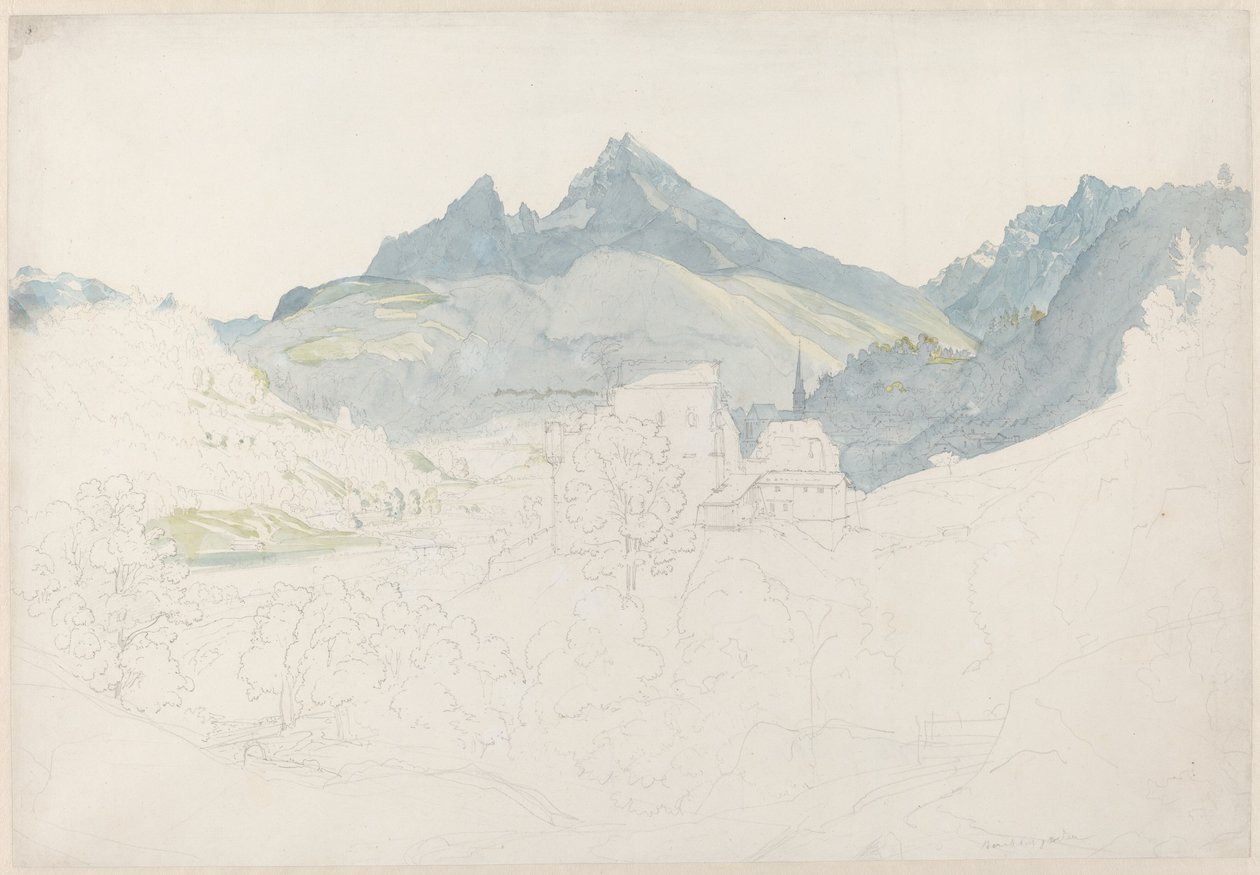 Berchtesgaden med Watzmann-toppen i fjärran av Ernst Fries