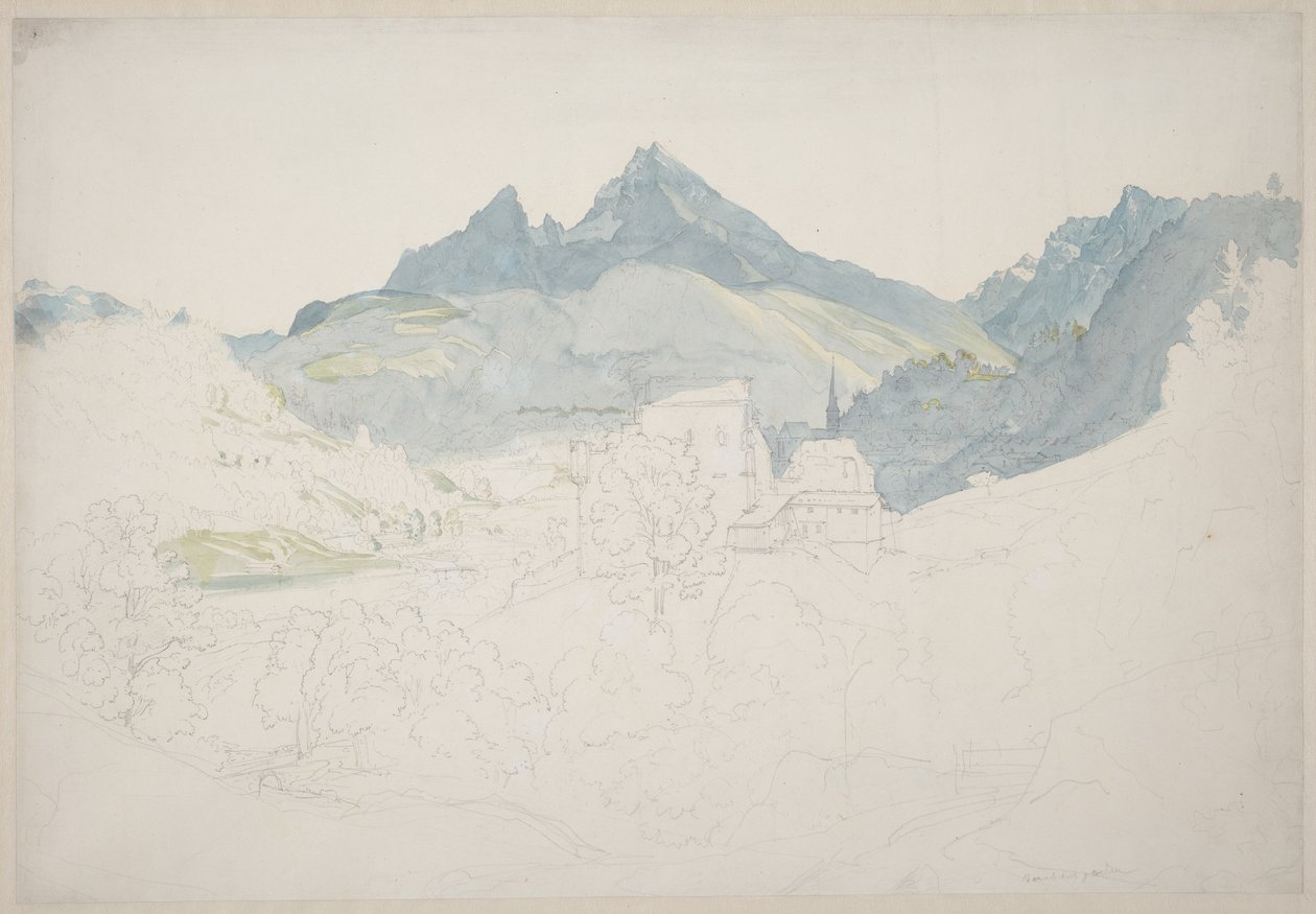 Berchtesgaden med Watzmann-toppen i fjärran av Ernst Fries