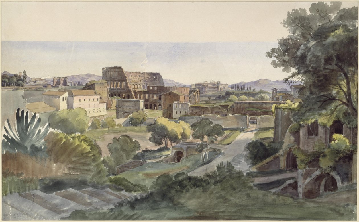 Utsikt över Forum Romanum med Colosseum mot Lateran av Ernst Fries
