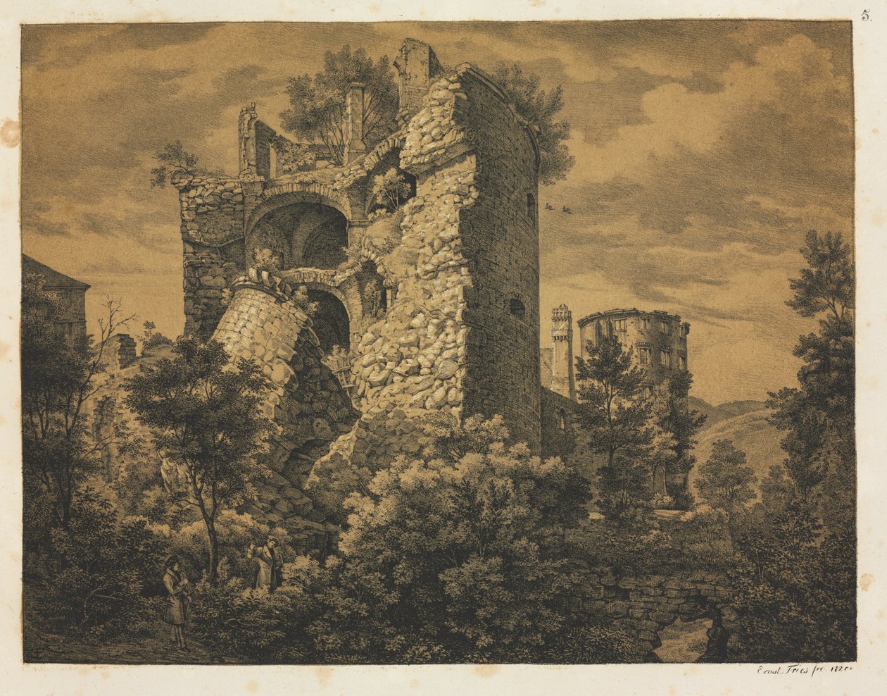 Sex utsikter över Heidelbergs slott: Tower, 1820. av Ernst Fries