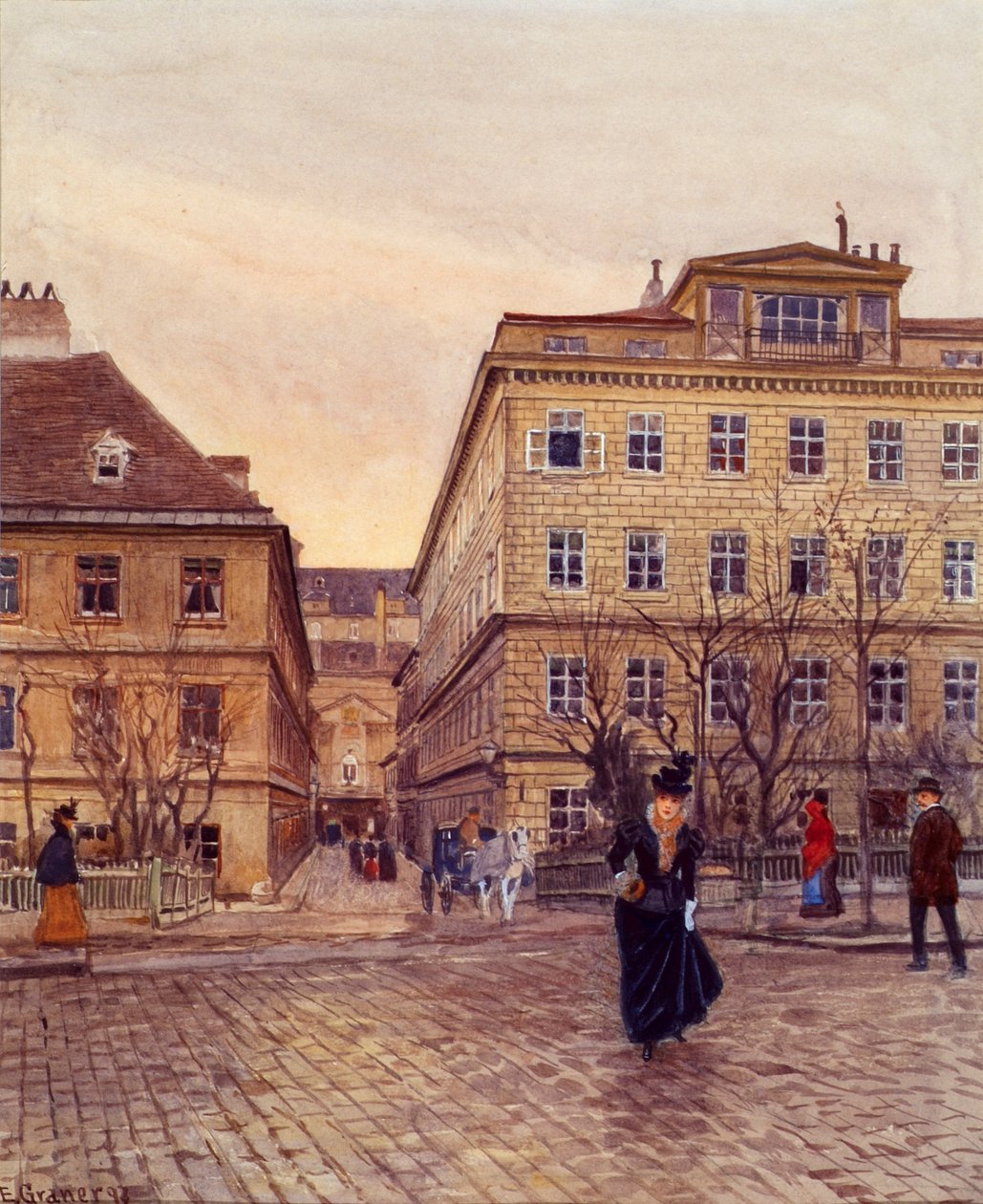 Getreidemarkt och Papagenogasse i Wien av Ernst Graner