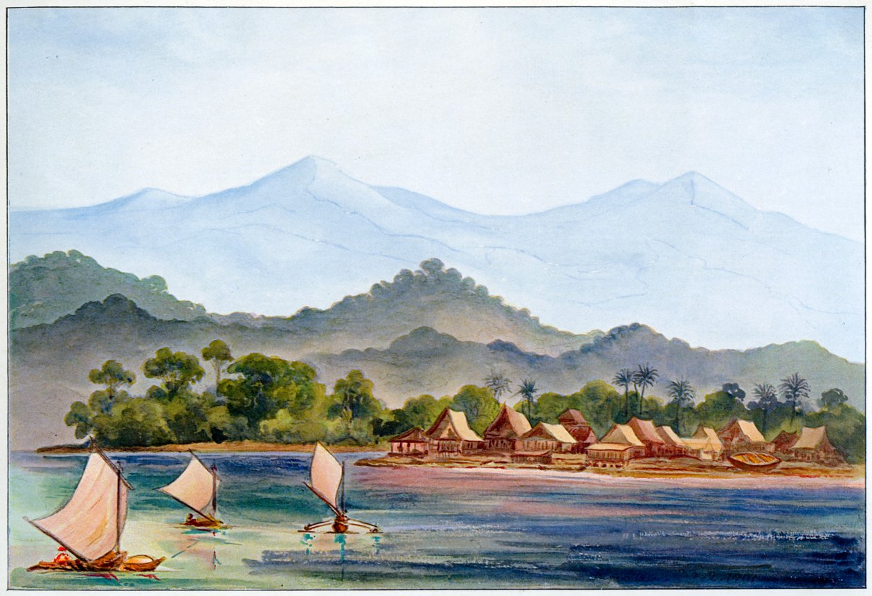 Village, Sumatra, Indonesien, 1906 av Ernst Haeckel