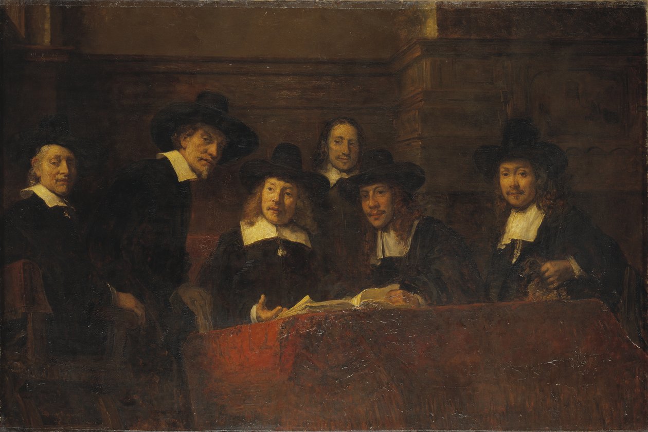 Staalmeesters, efter Rembrandt, 1876-77 av Ernst Josephson