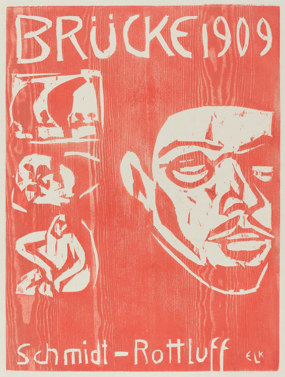 Omslag till fjärde årsboken för konstnärsgruppen Brucke, 1909. av Ernst Ludwig Kirchner