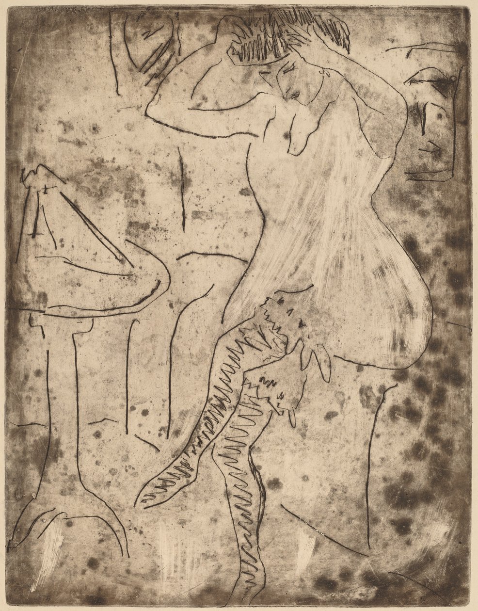 Dodo arrangerar hennes hår, 1909. av Ernst Ludwig Kirchner