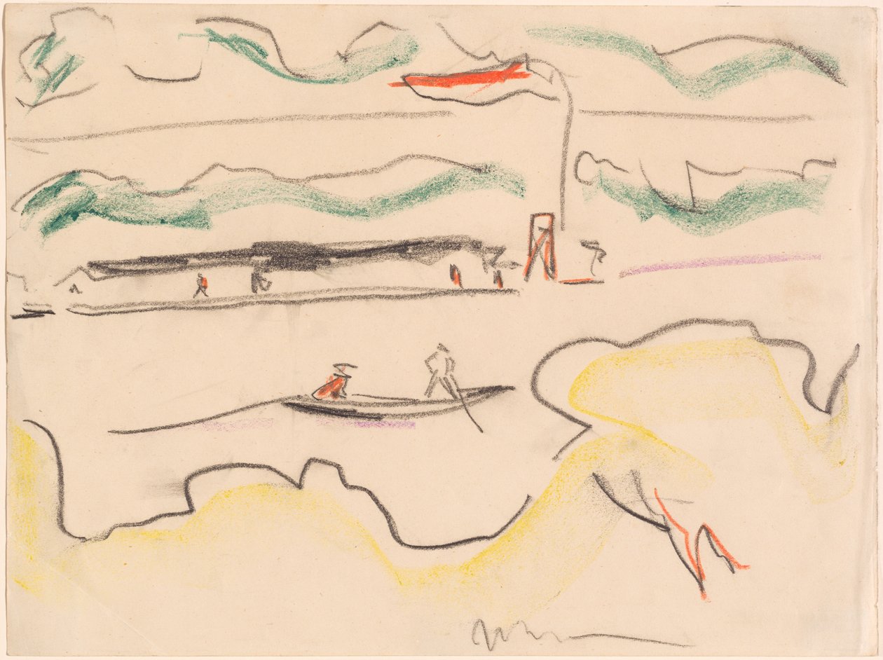 Elbe-landskap nära Dresden, 1909. av Ernst Ludwig Kirchner