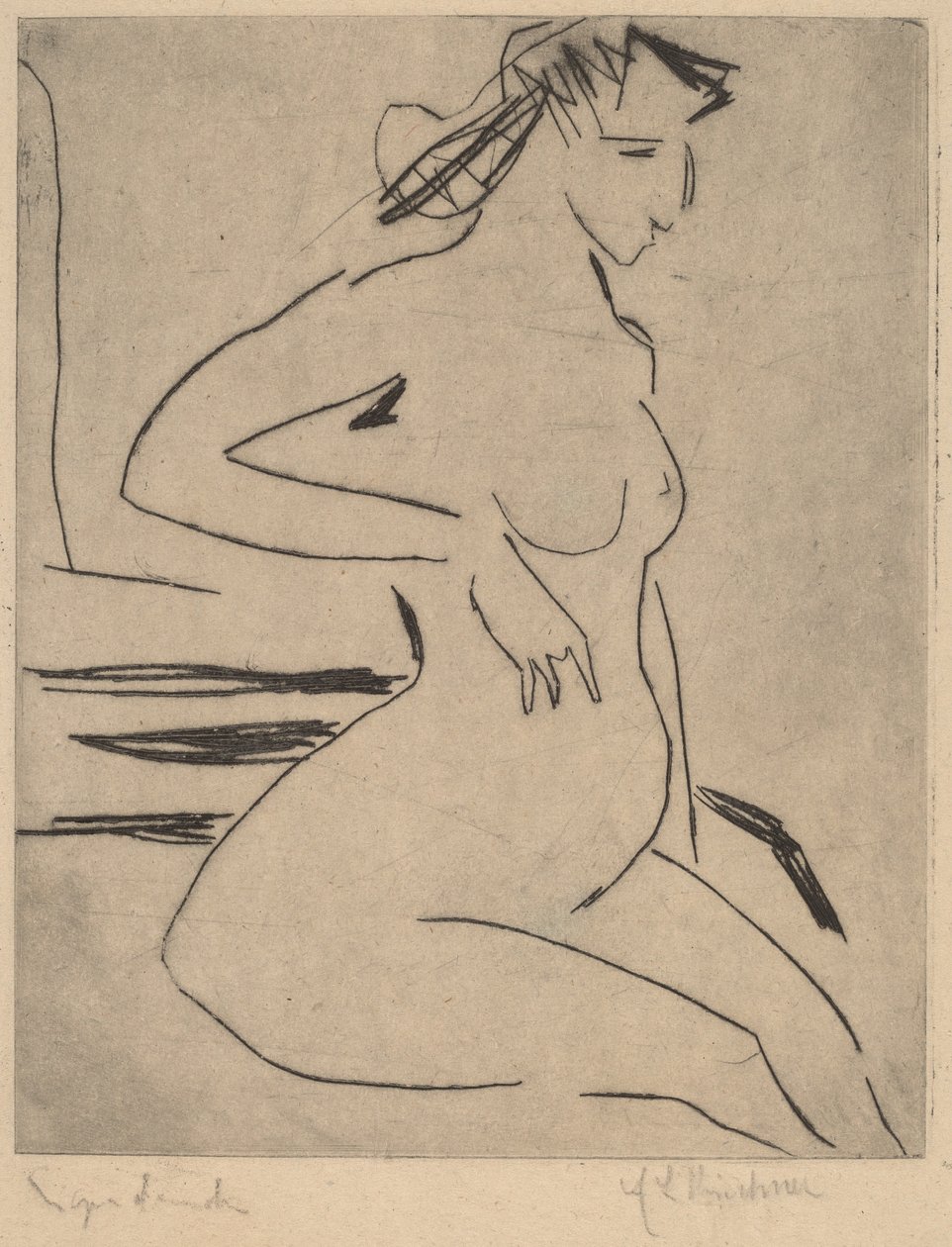 Naken sittande kvinna, 1909. av Ernst Ludwig Kirchner