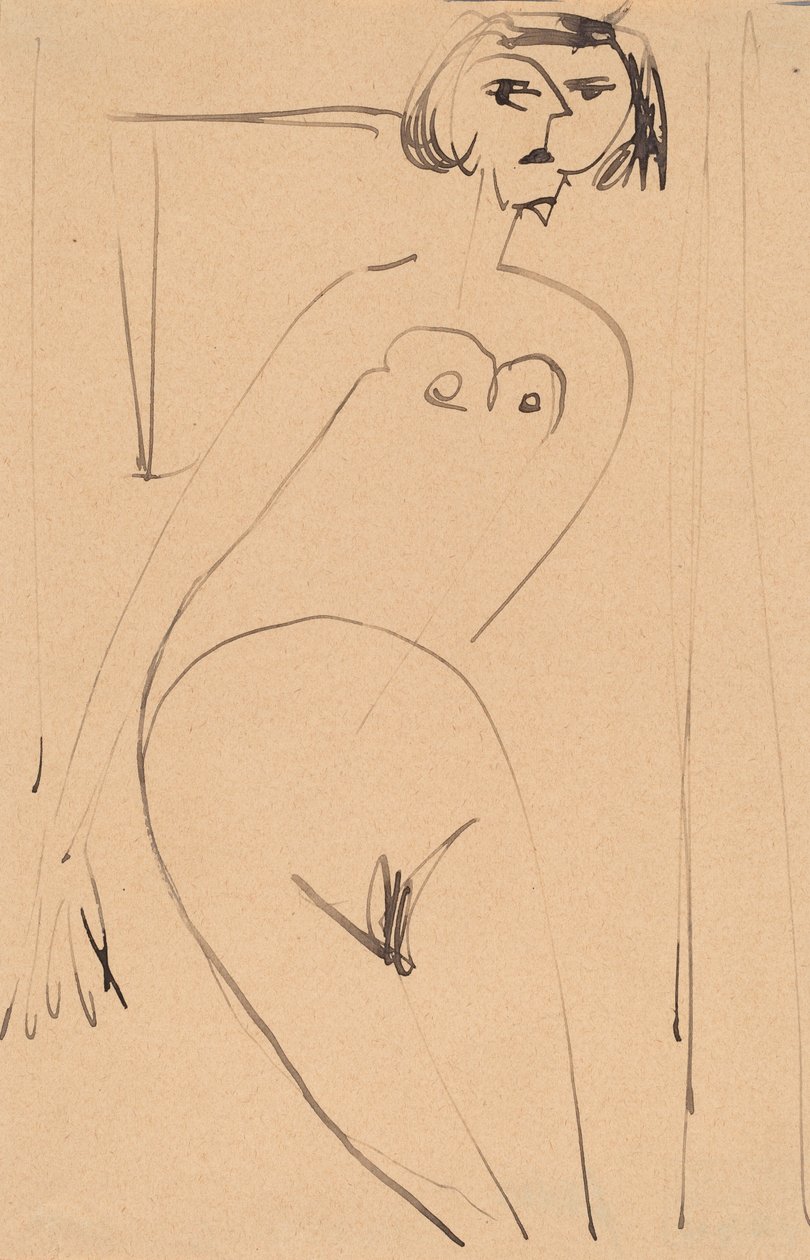 Naken, tidigt 1900-tal, av Ernst Ludwig Kirchner