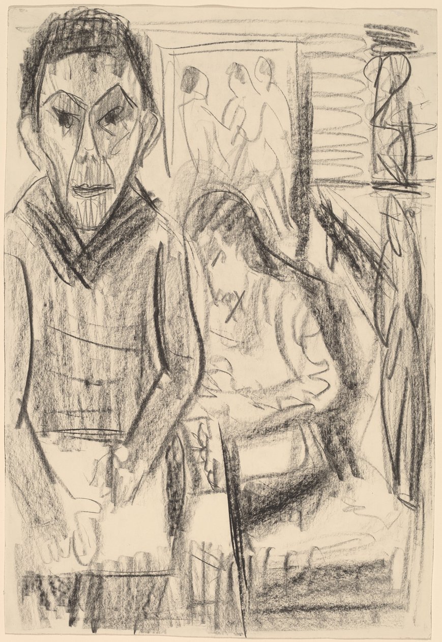Självporträtt i studion, 1923. av Ernst Ludwig Kirchner