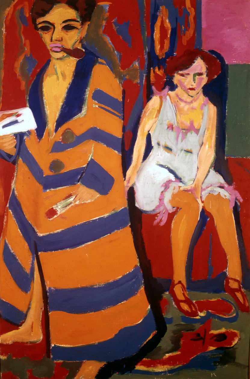 "Självporträtt med en modell", 1907 av Ernst Ludwig Kirchner