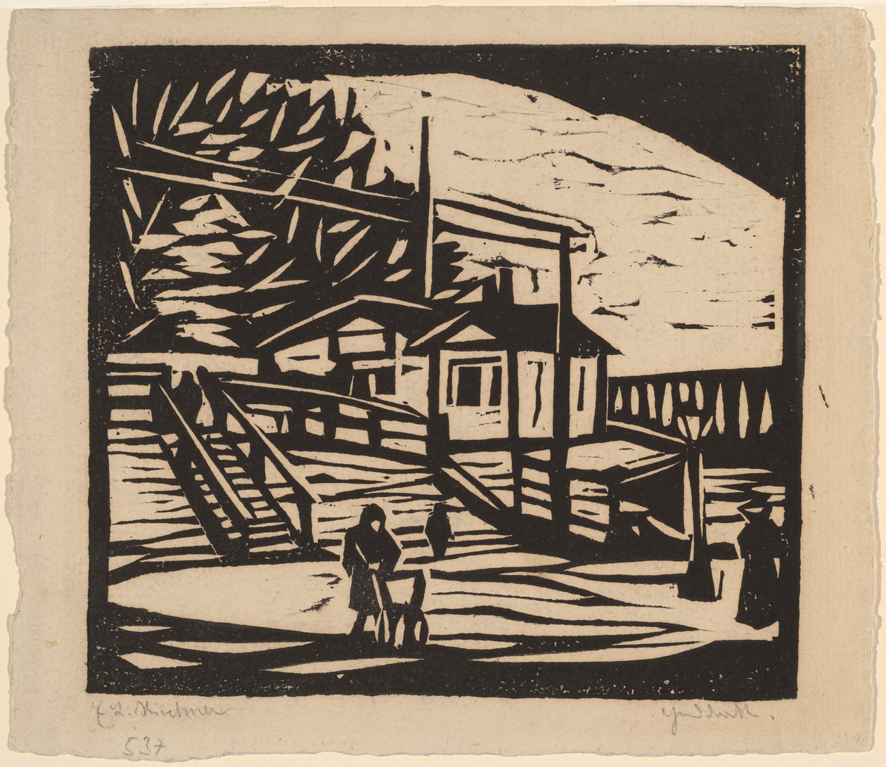 Skjul på stranden av Elbe, 1906. av Ernst Ludwig Kirchner