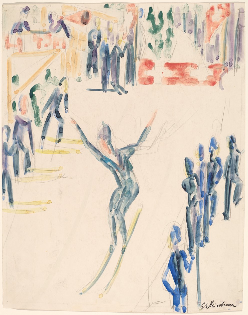 Skidhoppare, ca. 1936. av Ernst Ludwig Kirchner
