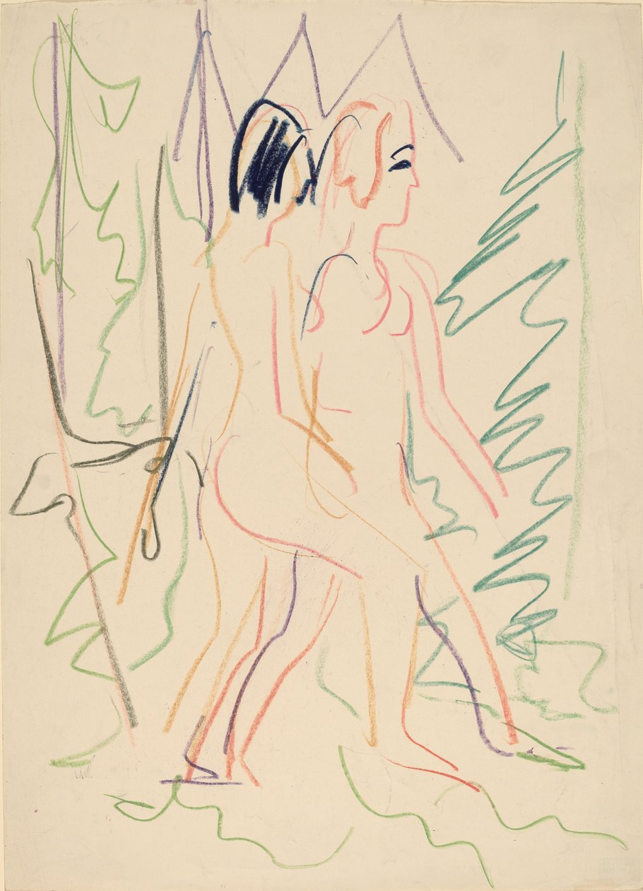 Två nakenbilder i en skog, 1925. av Ernst Ludwig Kirchner